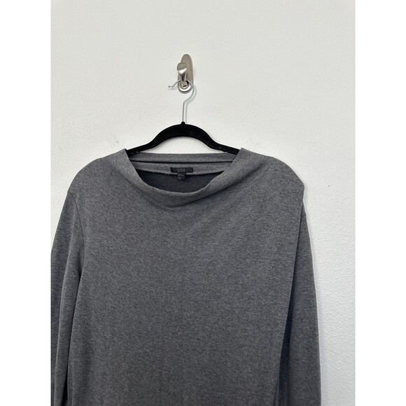 COS Wrap Knee Length Cowl Neck Dress Gray Lagenlook Sheath Work Women's Medium - Picture 2 of 8